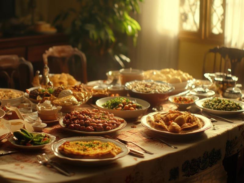 Festive Holiday foods on the table