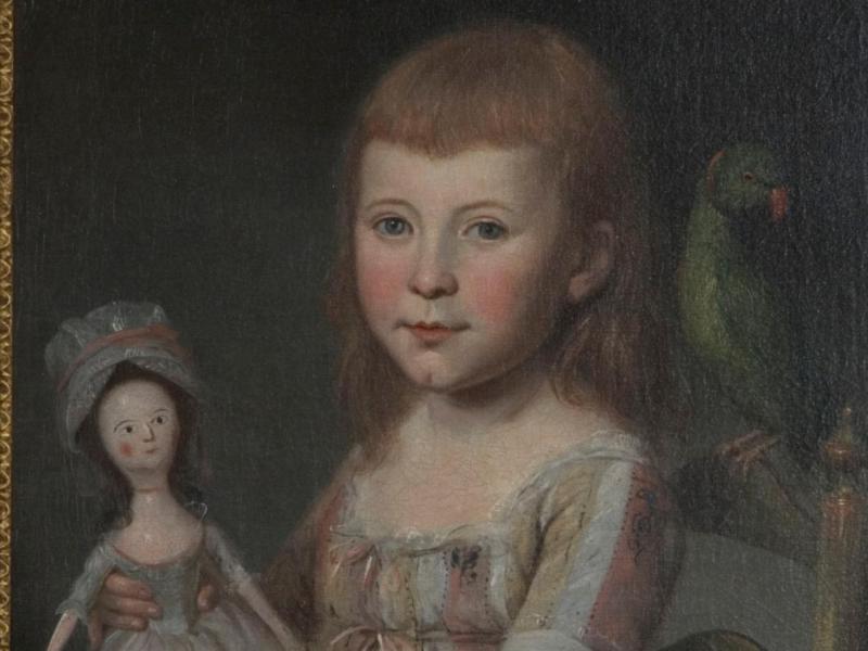 Ann Proctor with Doll and Parrott, 1789, Charles Willson Peale, Baltimore, Maryland.  Courtesy of the Hammond Harwood House, Annapolis, Maryland, Donated by Arunah Brady, 1953.