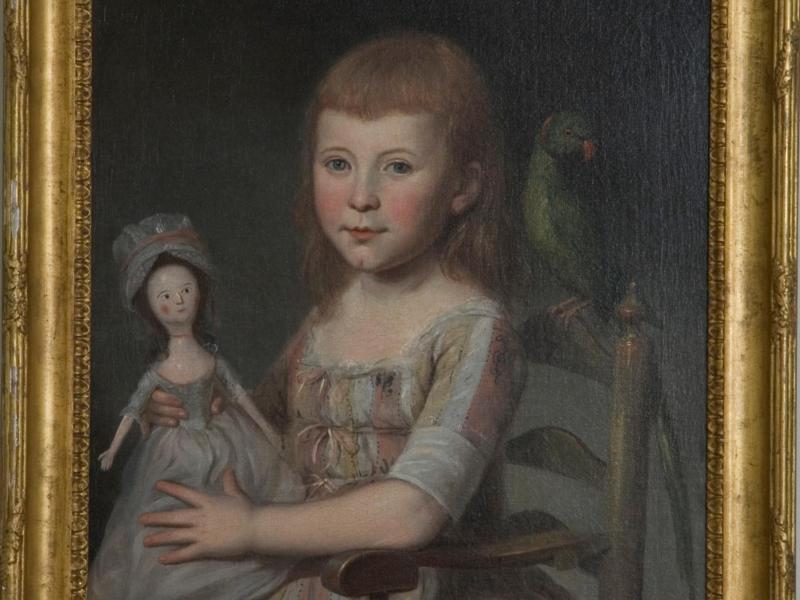 Ann Proctor with Doll and Parrott, 1789, Charles Willson Peale, Baltimore, Maryland.  Courtesy of the Hammond Harwood House, Annapolis, Maryland, Donated by Arunah Brady, 1953.
