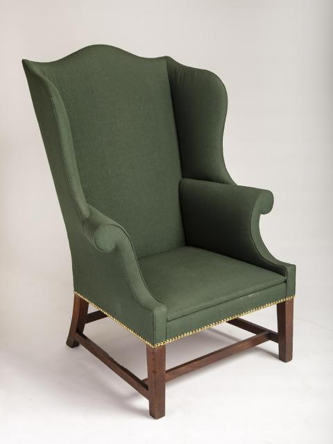 green plain-woven wool Easy chair