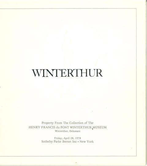 Property from the Collection of The Henry Francis duPont Wintherthur Museum