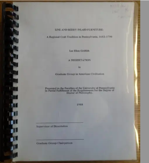 Line and Berry Furniture: A Regional Craft Tradition in Pennsylvania, 1782-1790 Dissertation