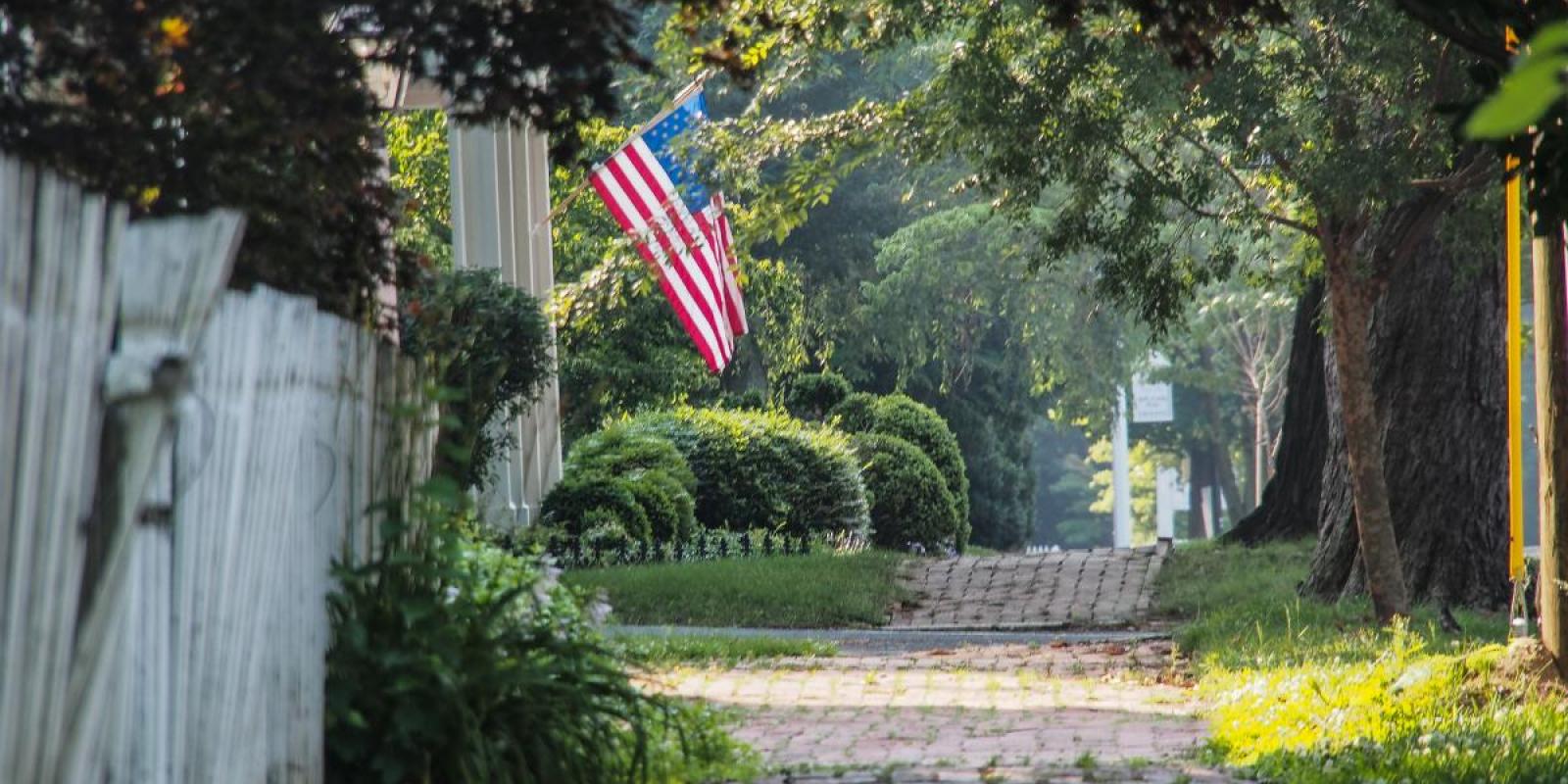 Odessa Sidewalk with Flag