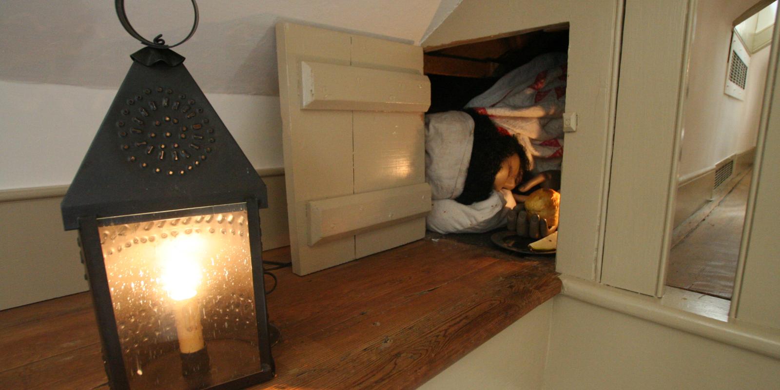 Runnaway slave Sam hides in the attic of the Corbit-Sharp House