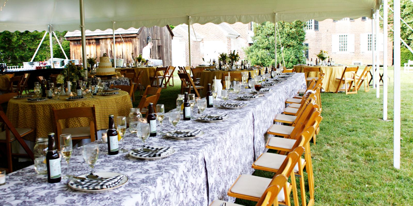reception setting under tent