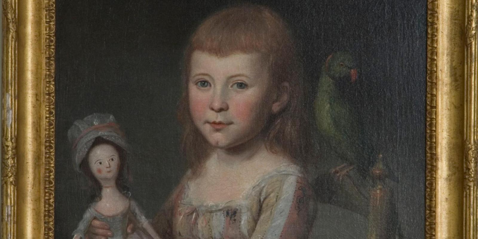 Ann Proctor with Doll and Parrott, 1789, Charles Willson Peale, Baltimore, Maryland.  Courtesy of the Hammond Harwood House, Annapolis, Maryland, Donated by Arunah Brady, 1953.