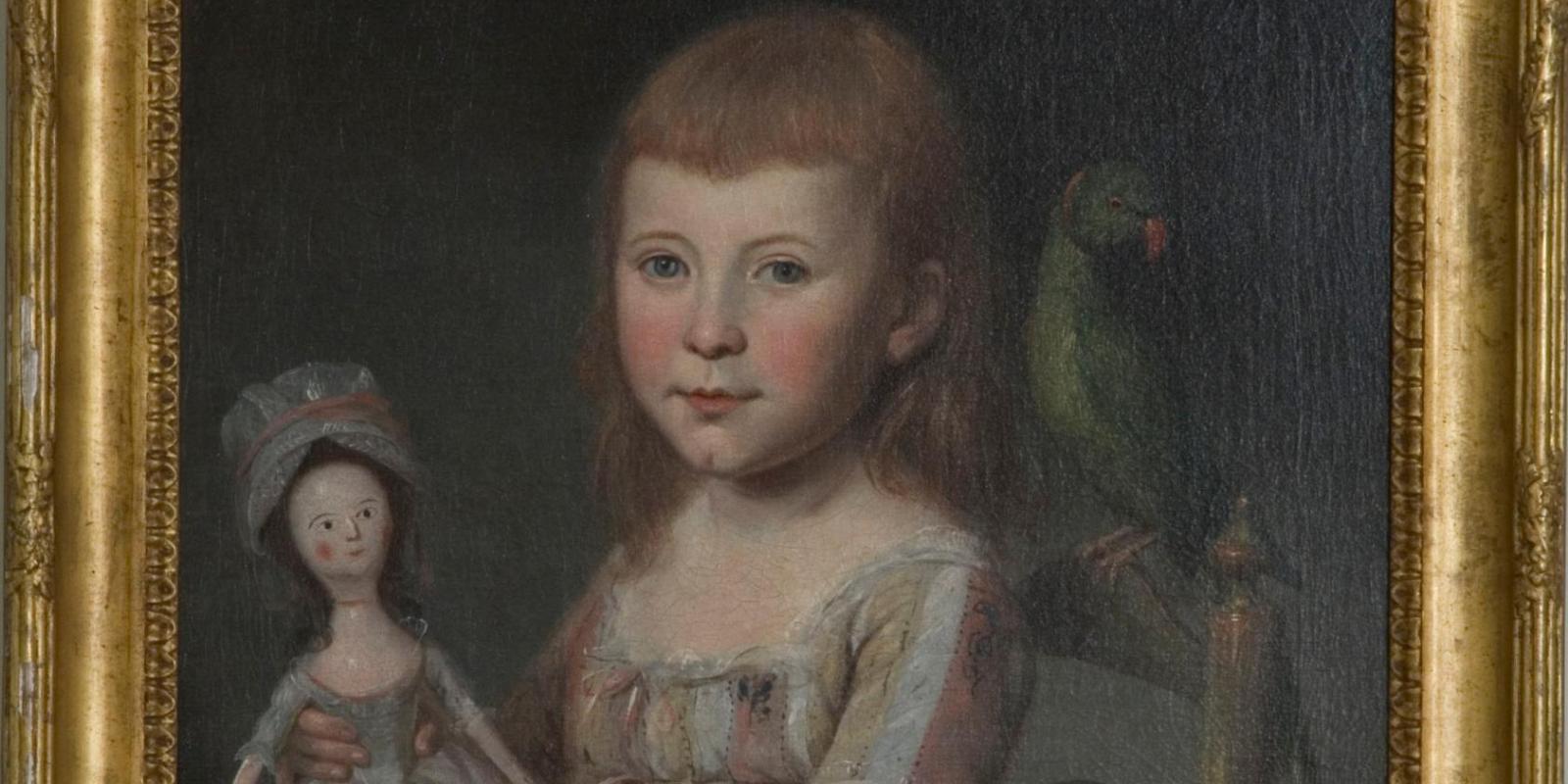 Ann Proctor with Doll and Parrott, 1789, Charles Willson Peale, Baltimore, Maryland.  Courtesy of the Hammond Harwood House, Annapolis, Maryland, Donated by Arunah Brady, 1953.